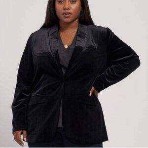 Universal Standard Luxe Black Velvet Blazer Lined NWT Sz 14/16
